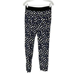 Vanessa Bruno Athe Silk Pants Blue Black Dot Print Back Zipper size FR 36 US 4